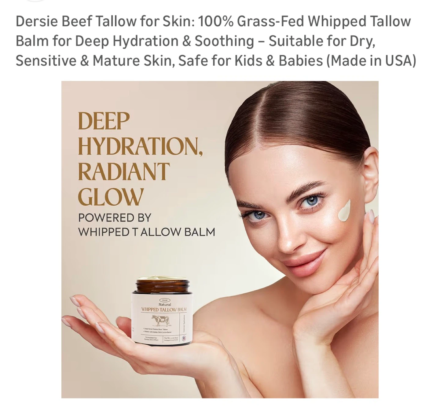 Dersie Whipped Tallow Balm for Deep Hydration - 4 fl oz Jar - photo 3