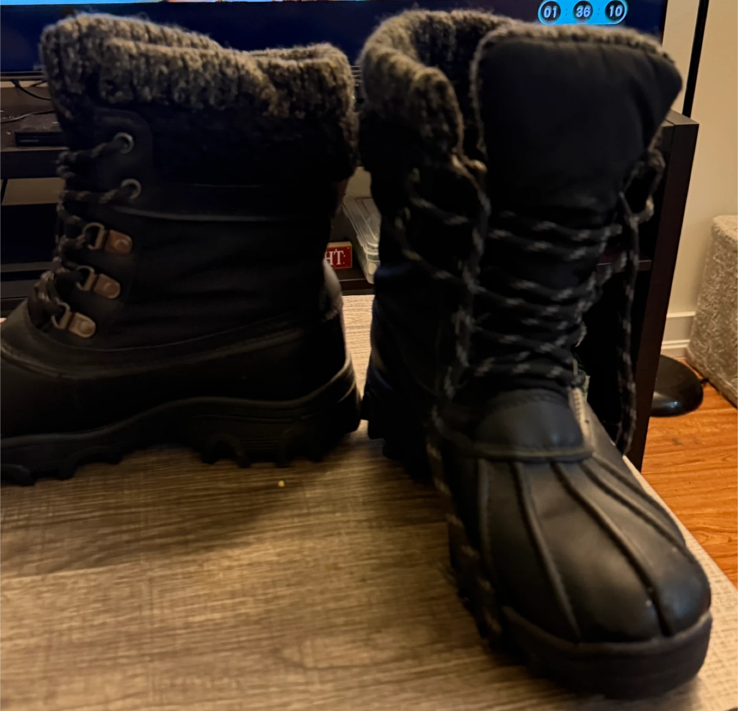 Black Winter Boots with Knit Trim - photo 5