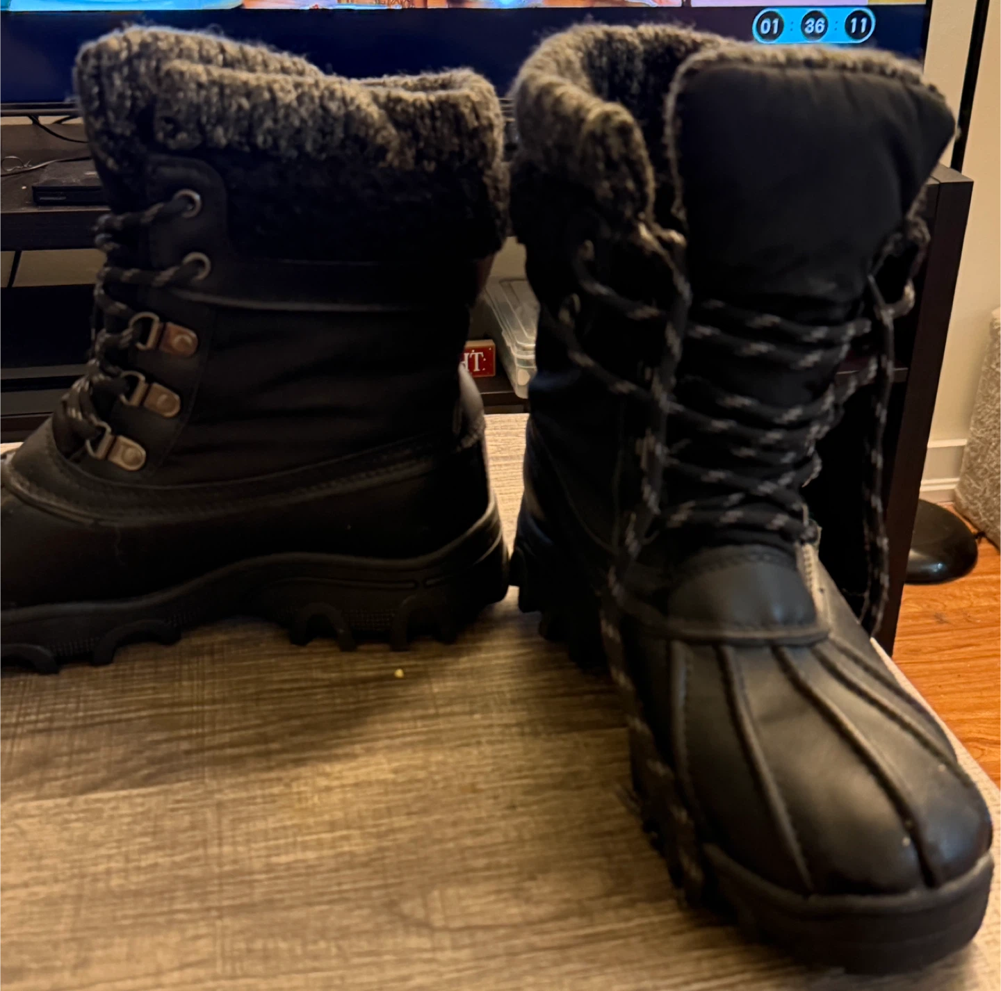 Black Winter Boots with Knit Trim - photo 2