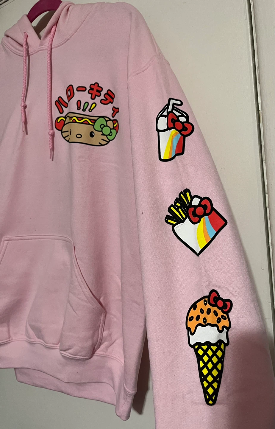 Pink Hello Kitty Fast Food Graphic Hoodie - photo 2