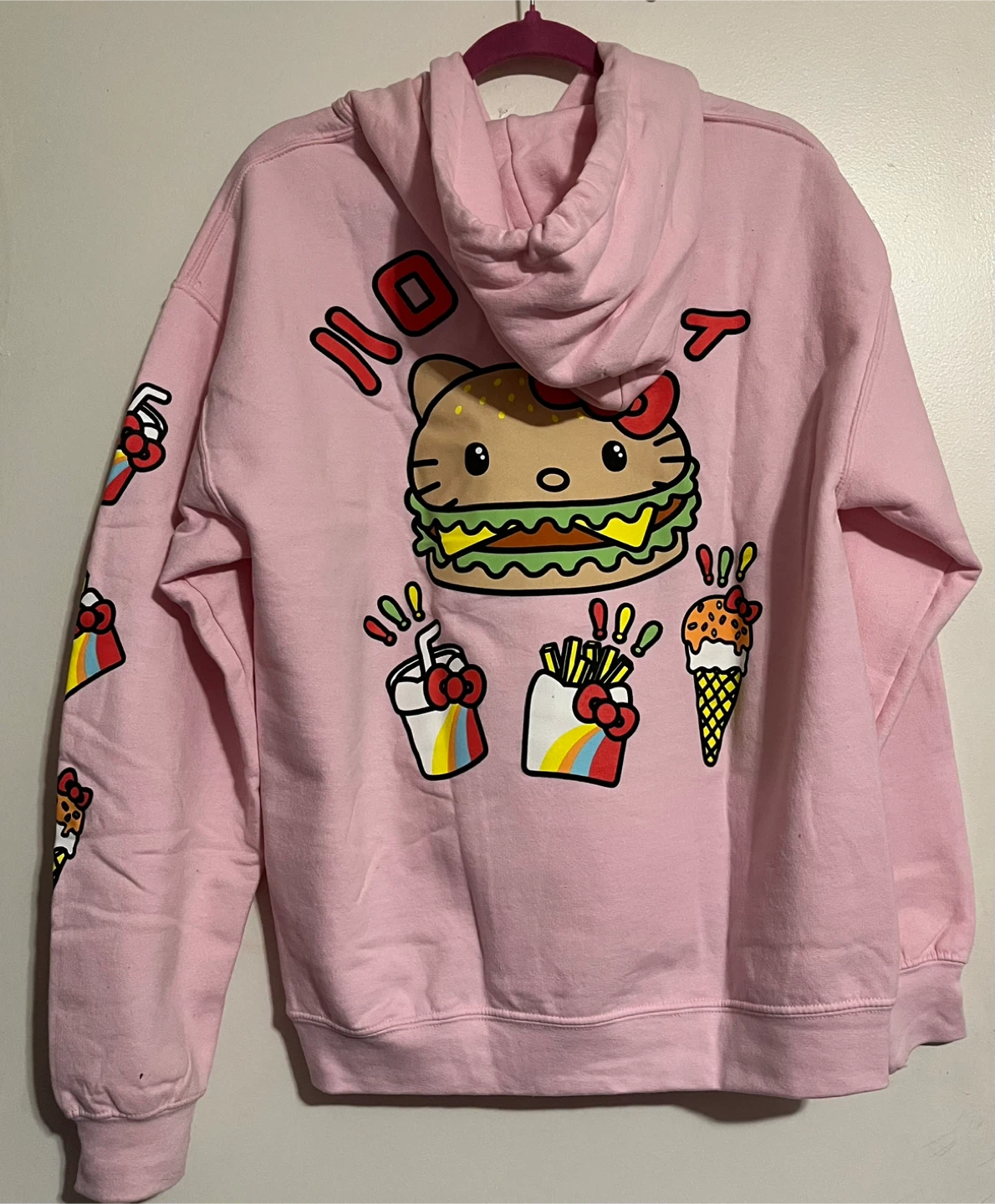Pink Hello Kitty Fast Food Graphic Hoodie - photo 3