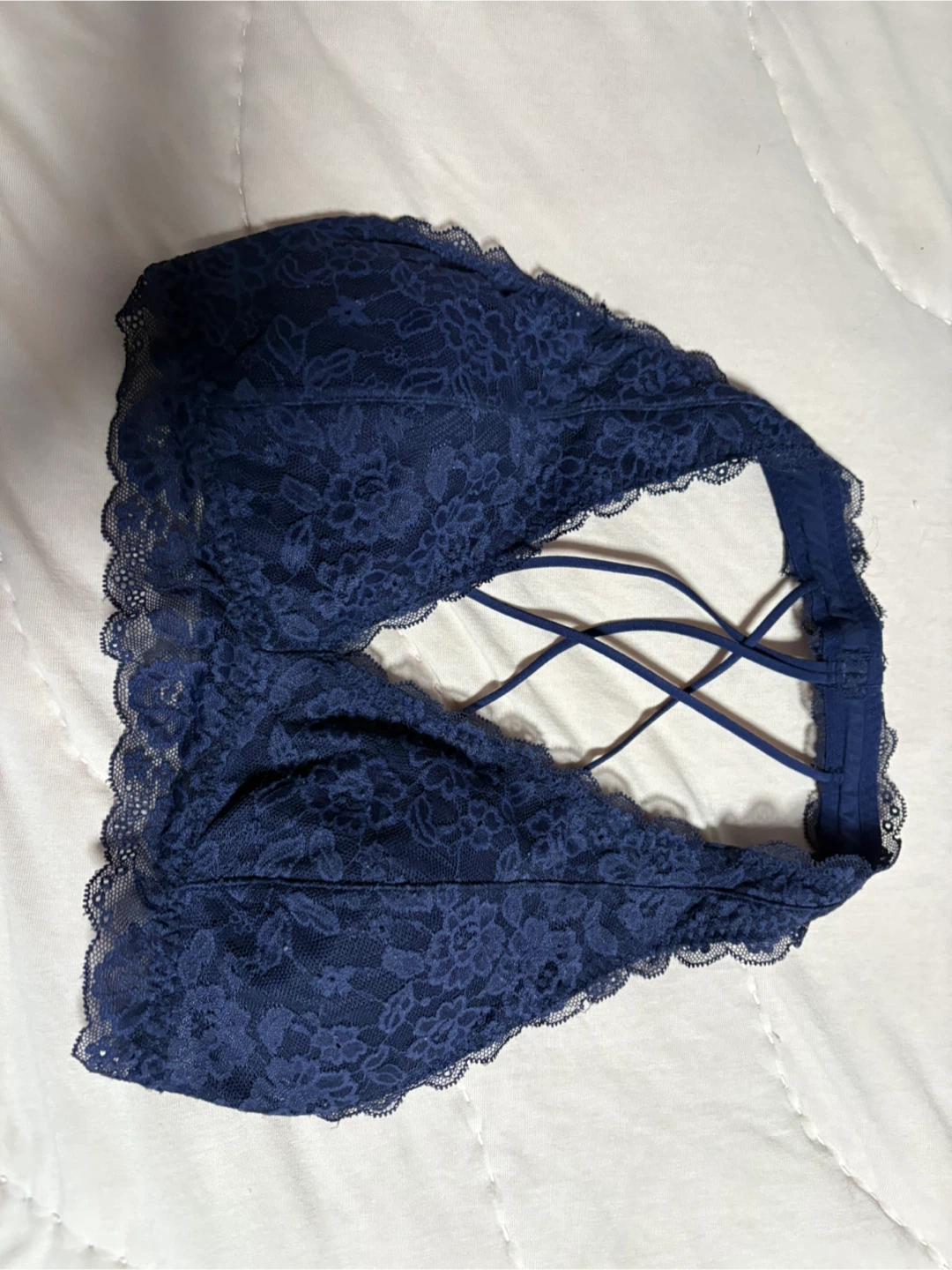 Lace Bralette Bra - Navy Blue - photo 4