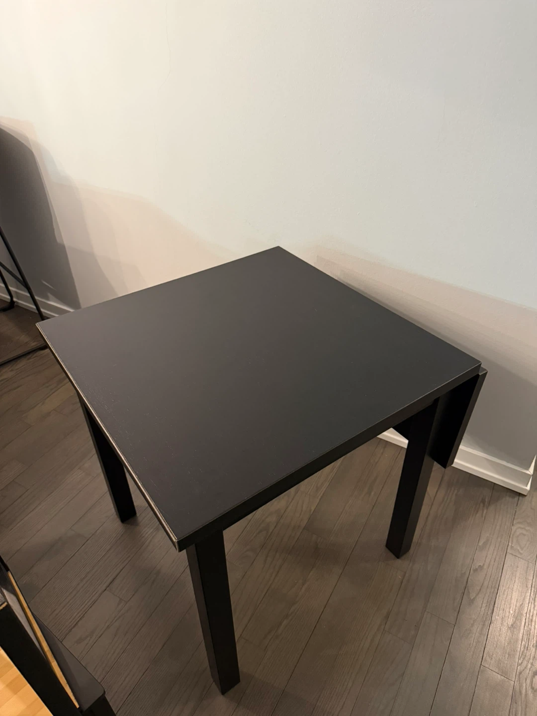 IKEA Black Drop-Leaf Dining Table and 2 Chairs Set