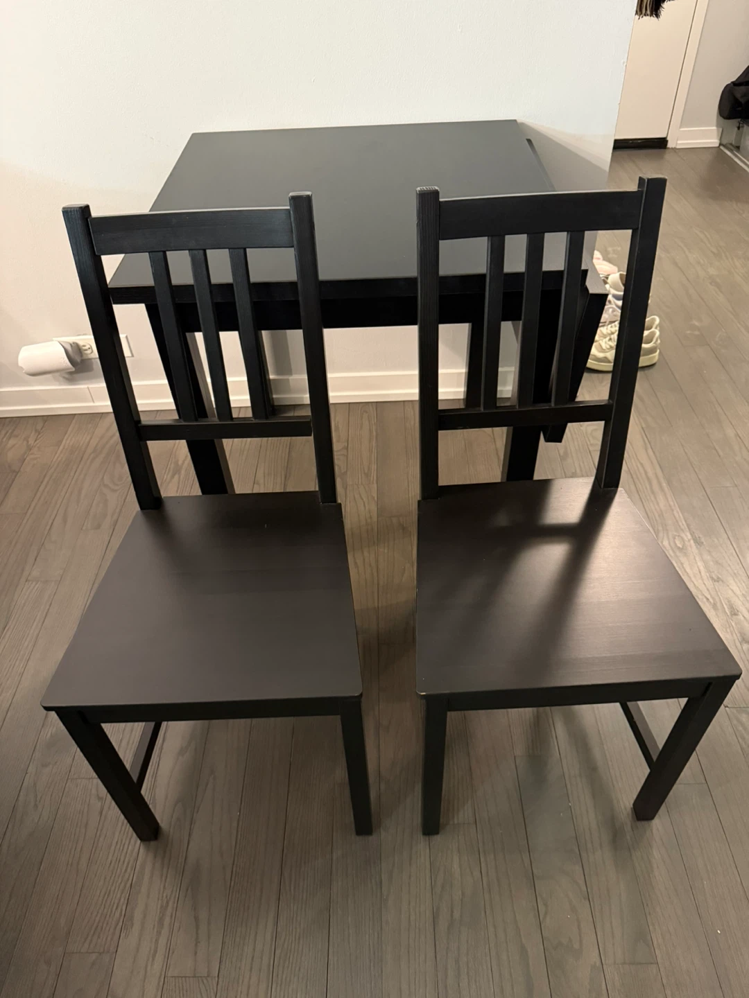 IKEA Black Drop-Leaf Dining Table and 2 Chairs Set - photo 3