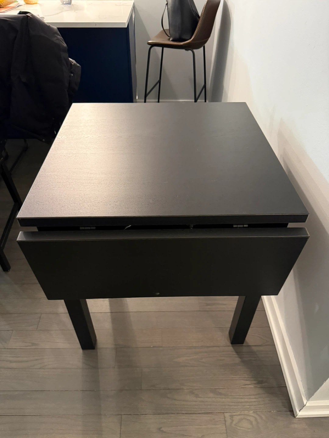 IKEA Black Drop-Leaf Dining Table and 2 Chairs Set - photo 2