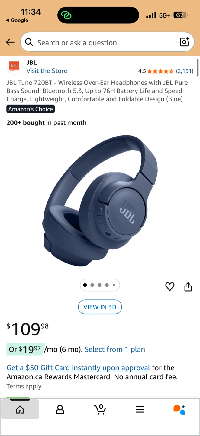 JBL Tune 720BT Wireless Over-Ear Headphones - Blue - photo 5
