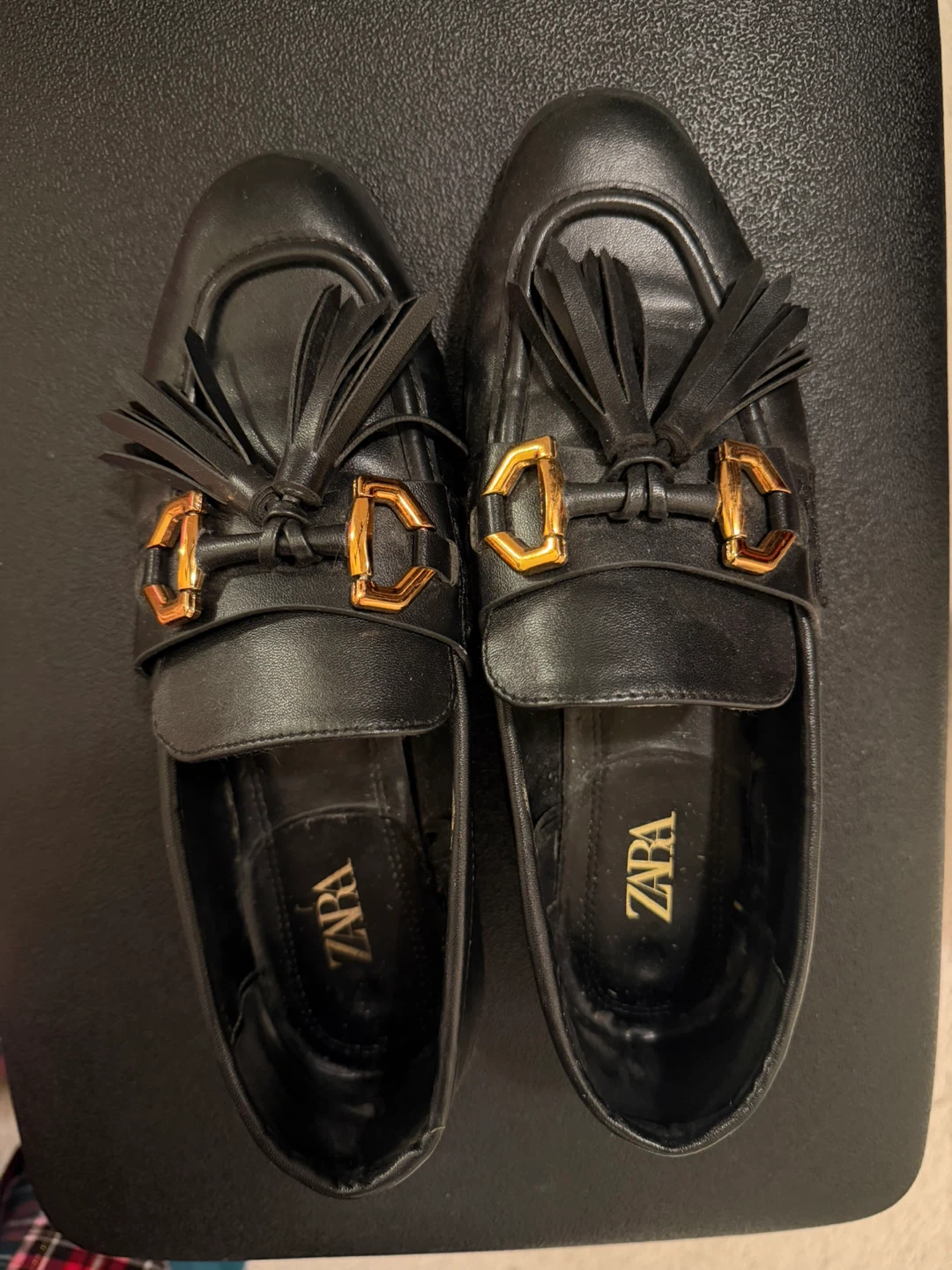 Zara Black Leather Tassel Loafers - photo 2