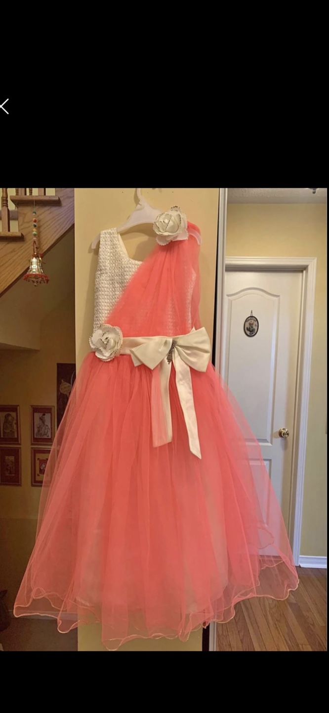 Kids Coral Tulle Party Dress 7/9 year