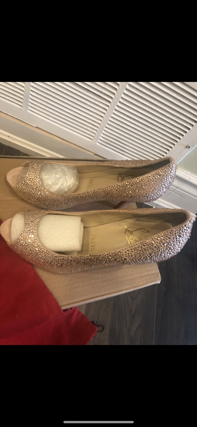 Christian Louboutin Glitter Peep Toe Heels size 8