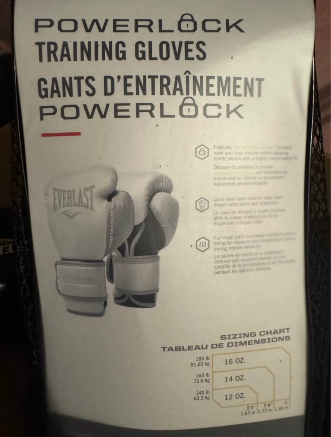Everlast Powerlock Training Gloves 10oz White