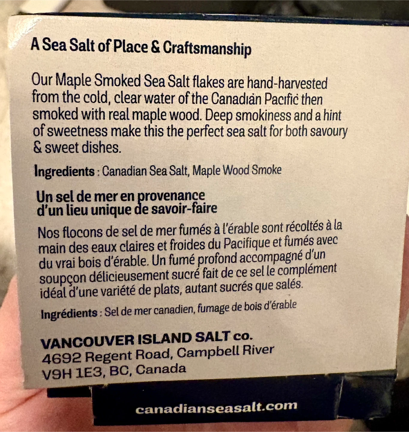 Vancouver Island Salt Co. Maple Smoked Sea Salt Flakes - 75g - photo 2