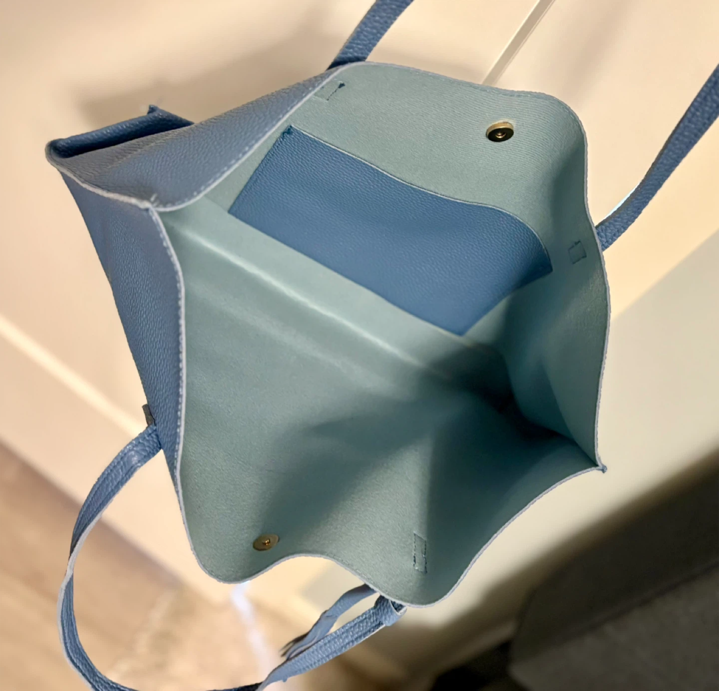 Blue Faux Leather Tote Bag - photo 2
