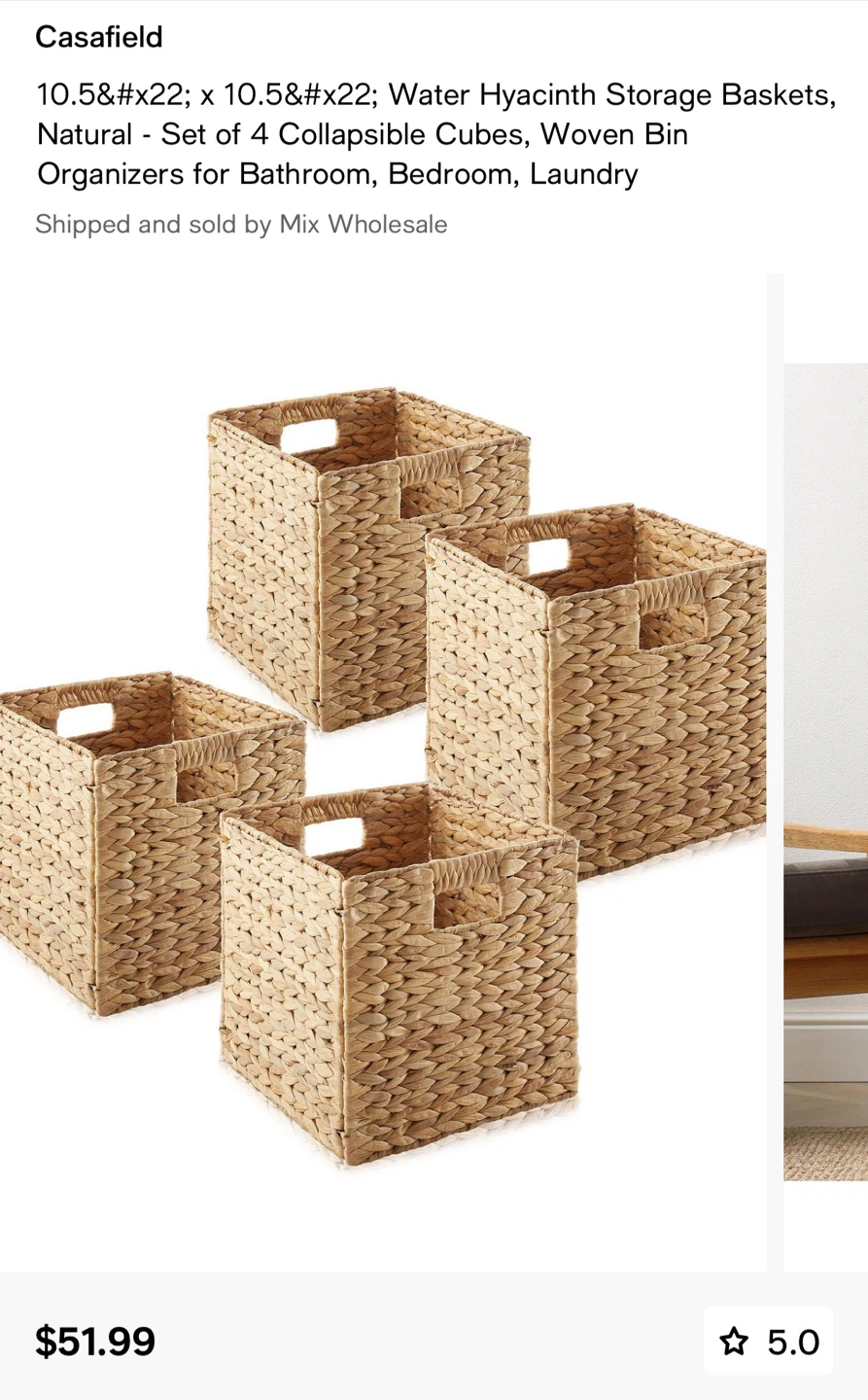 Casafield Water Hyacinth Storage Baskets (Set of 4) - photo 3