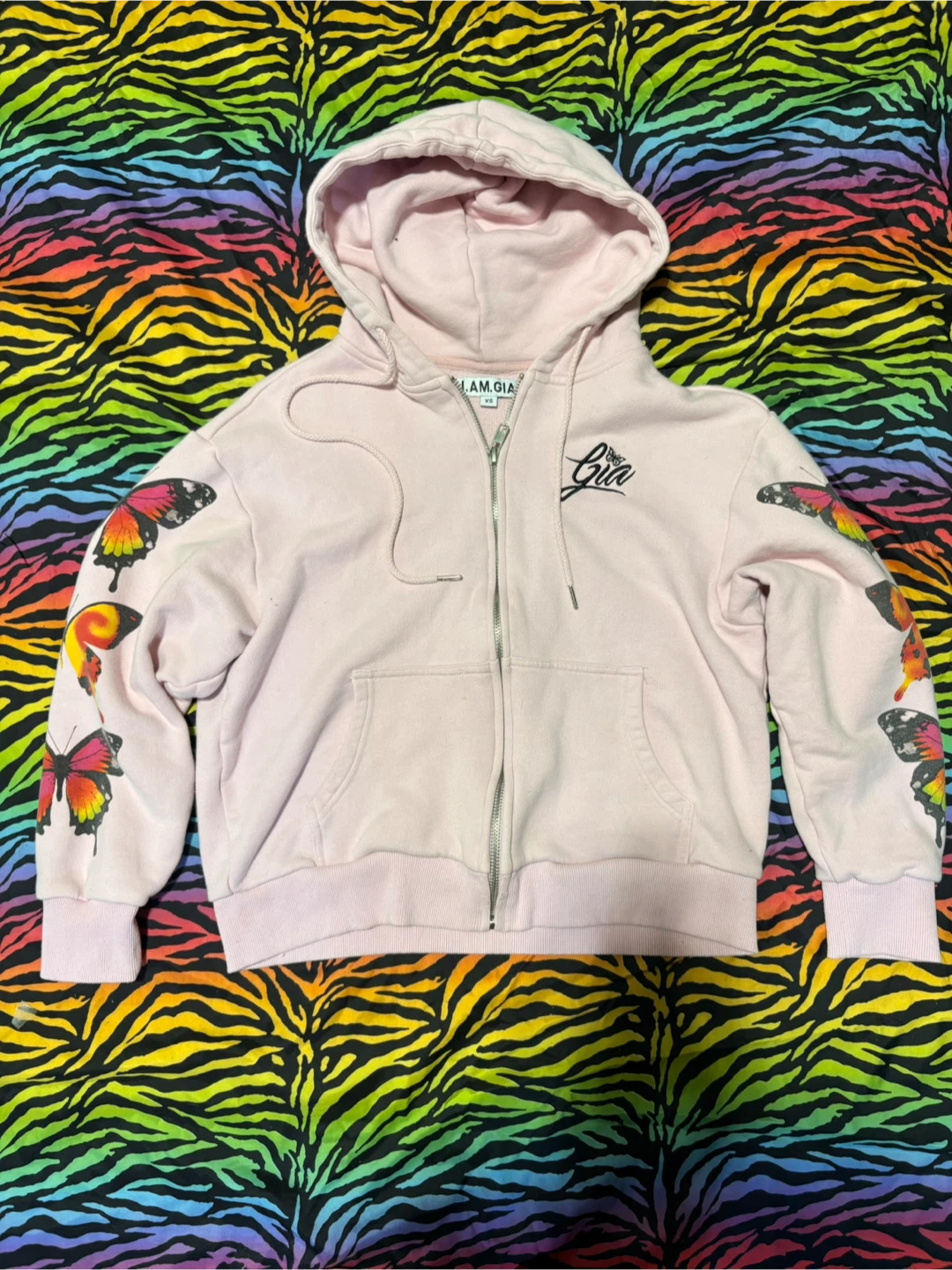 I.AM.GIA Pink Butterfly Zip-Up Hoodie - photo 2