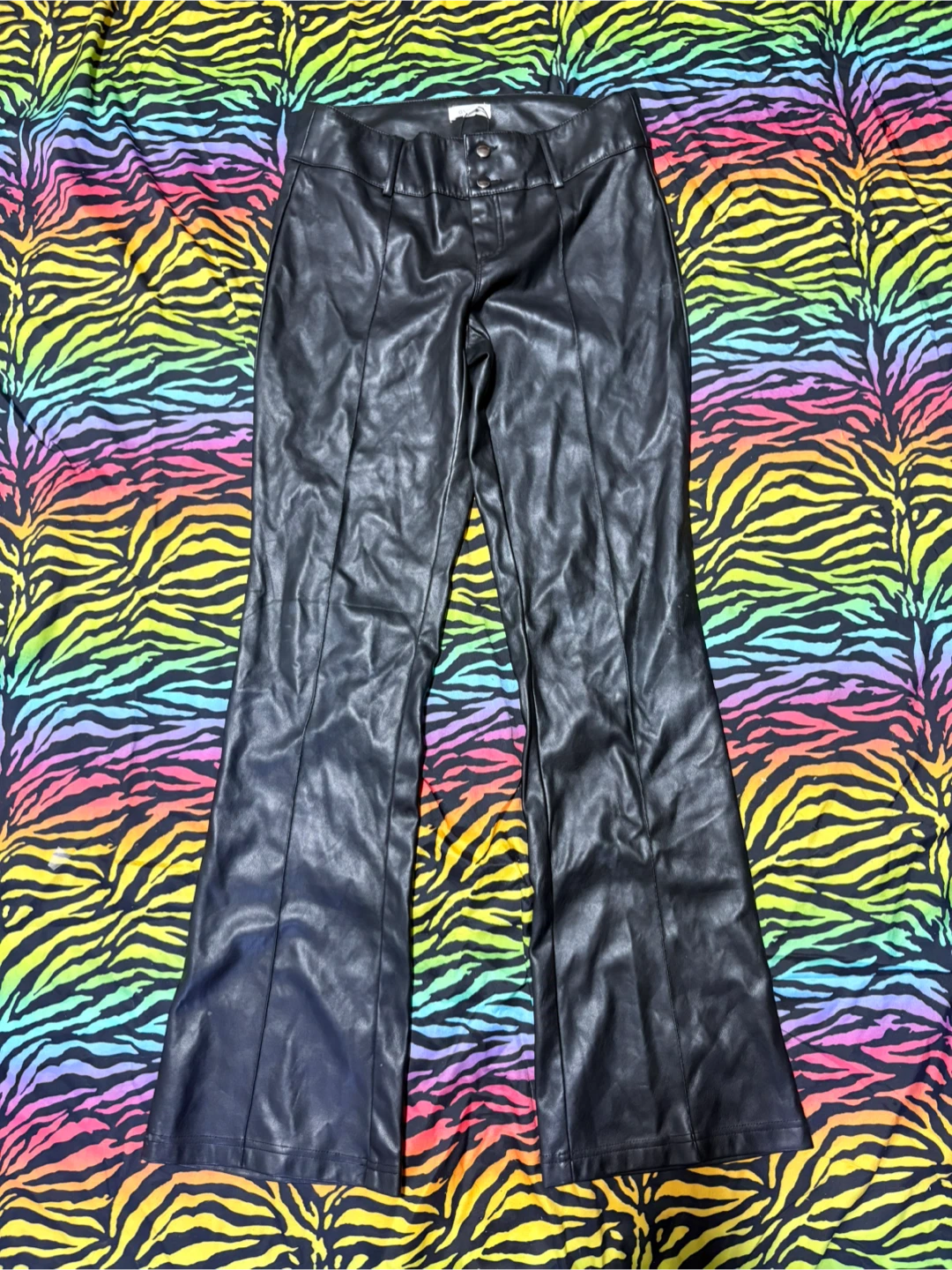 garage leather flared pants