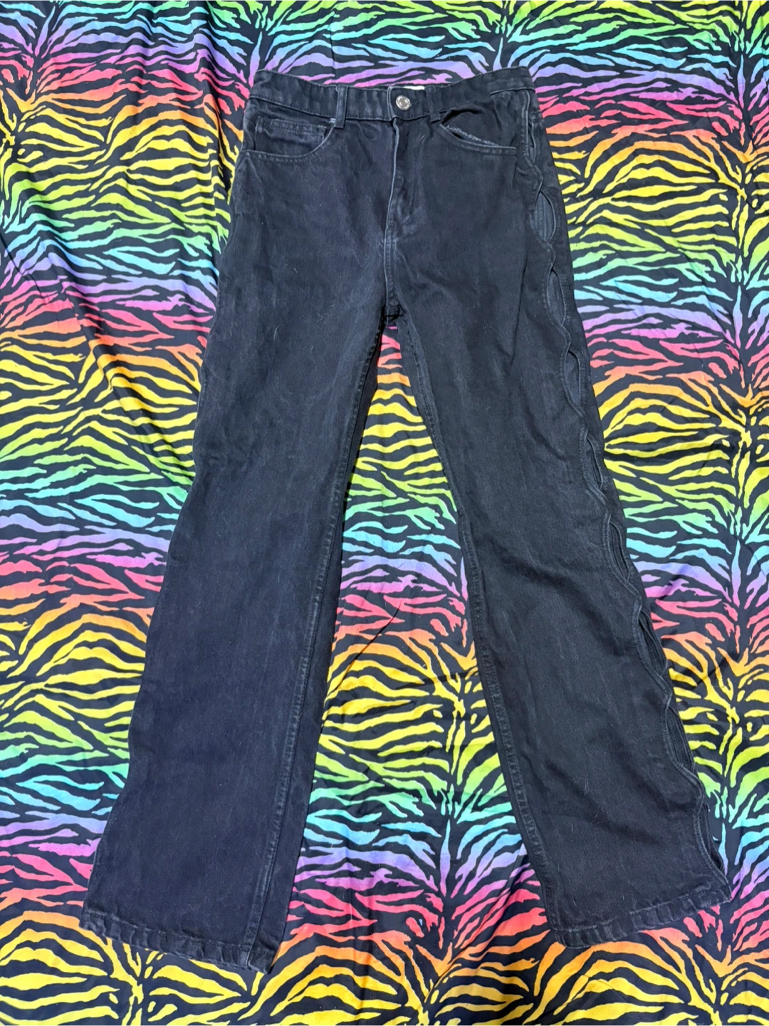 zara leg cut out jeans
