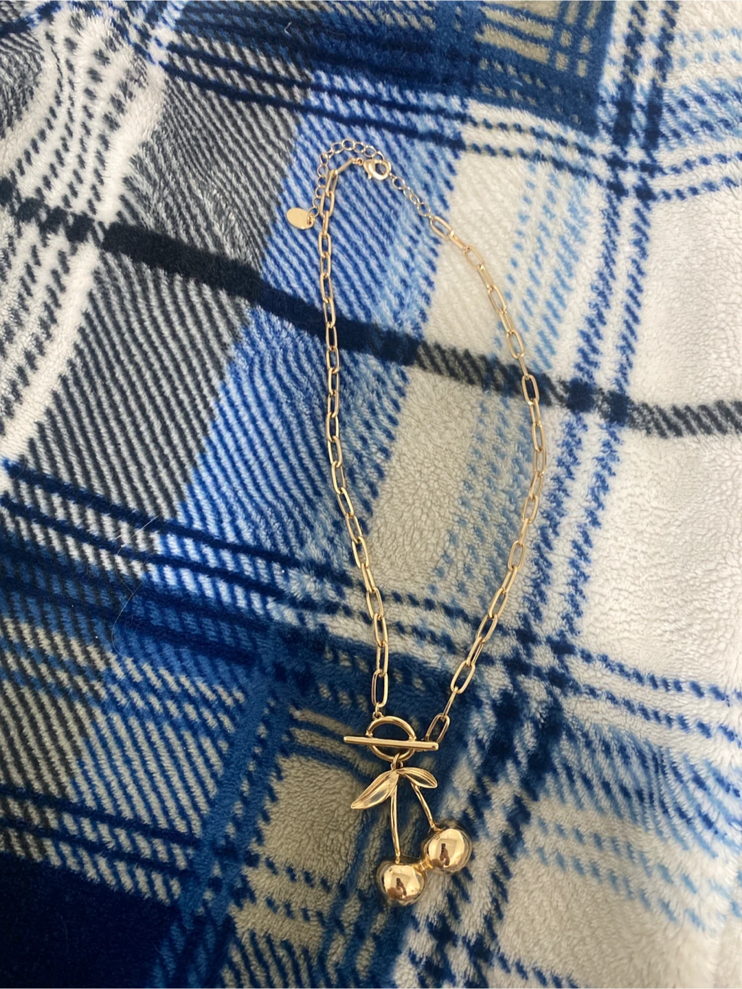 Gold Tone Cherry Pendant Necklace