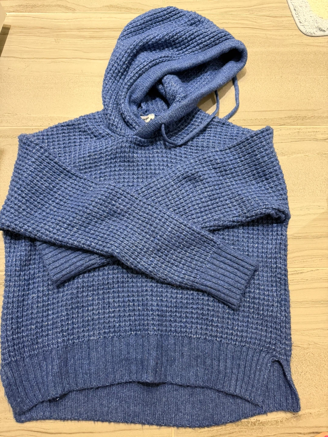 Koton Blue Waffle Knit Hoodie Sweater