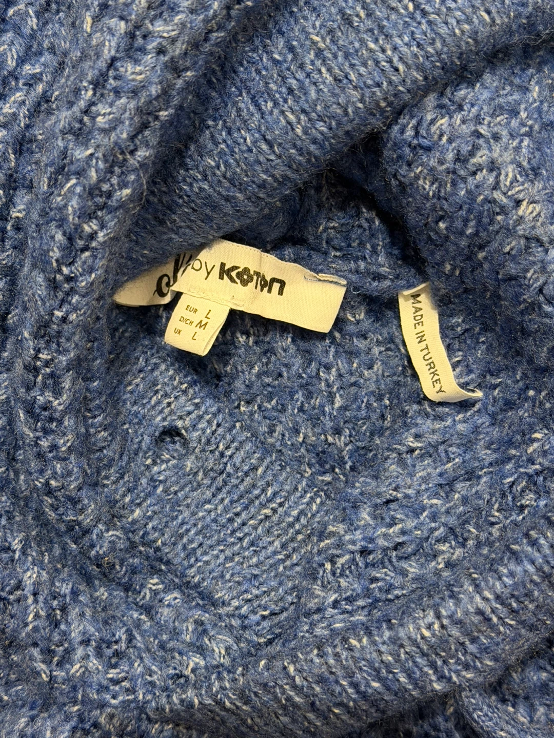 Koton Blue Waffle Knit Hoodie Sweater - photo 2