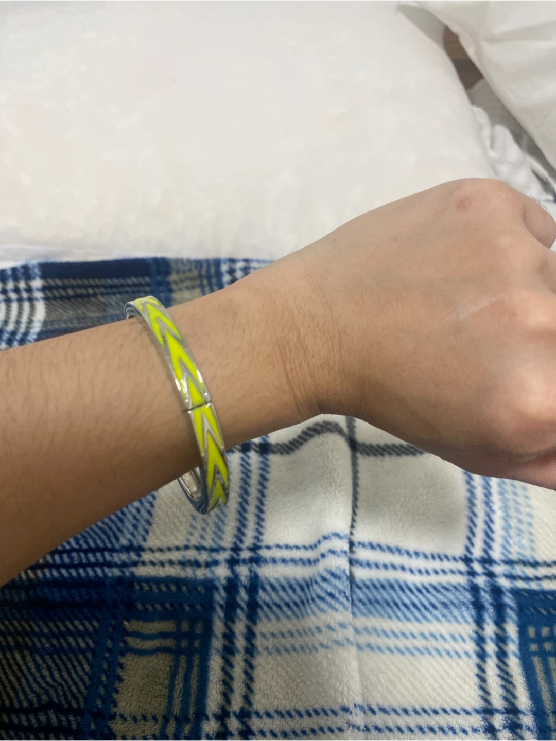 Yellow Chevron Bangle Bracelet