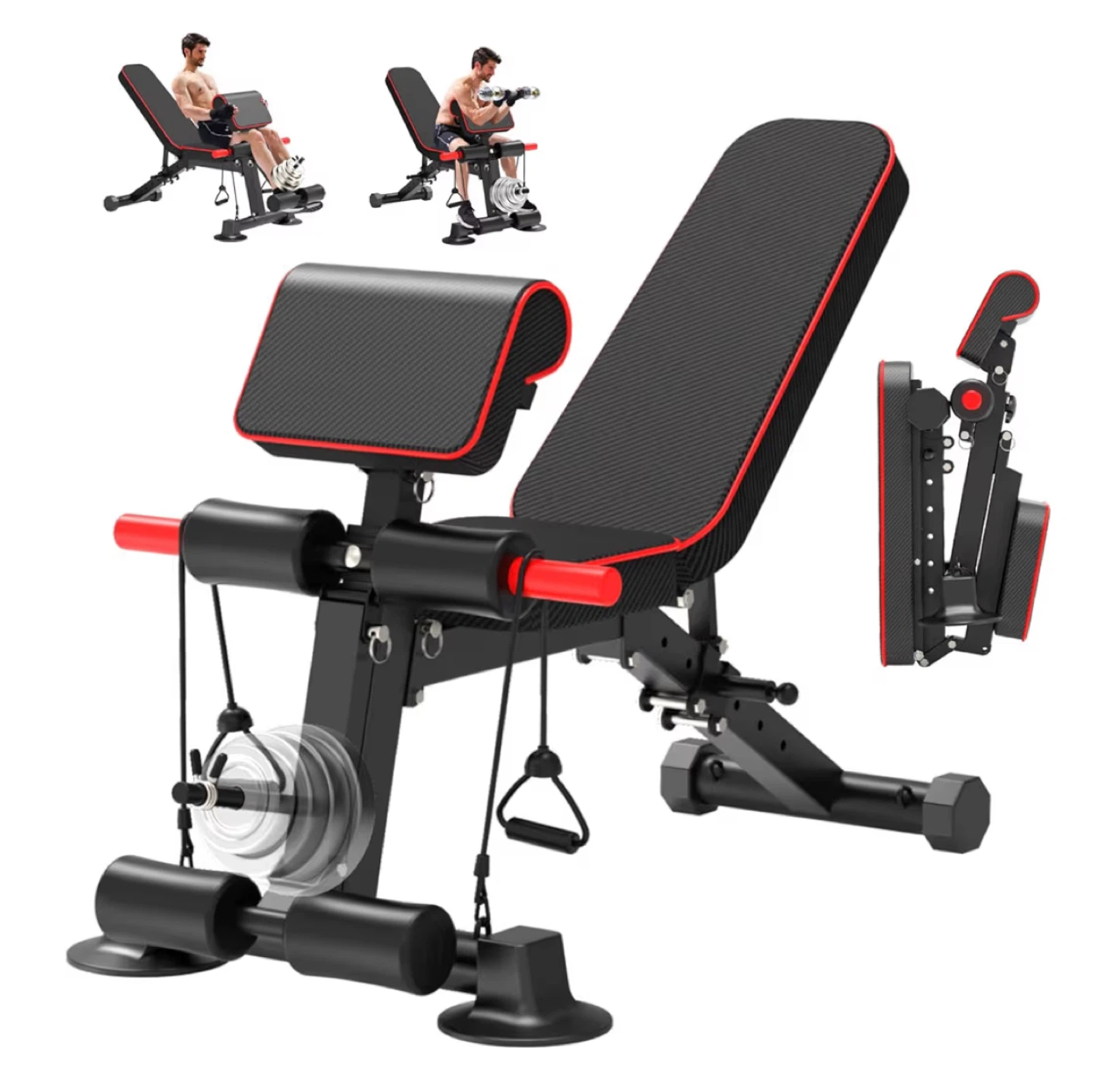Adjustable Weight Bench with Resistance Bands