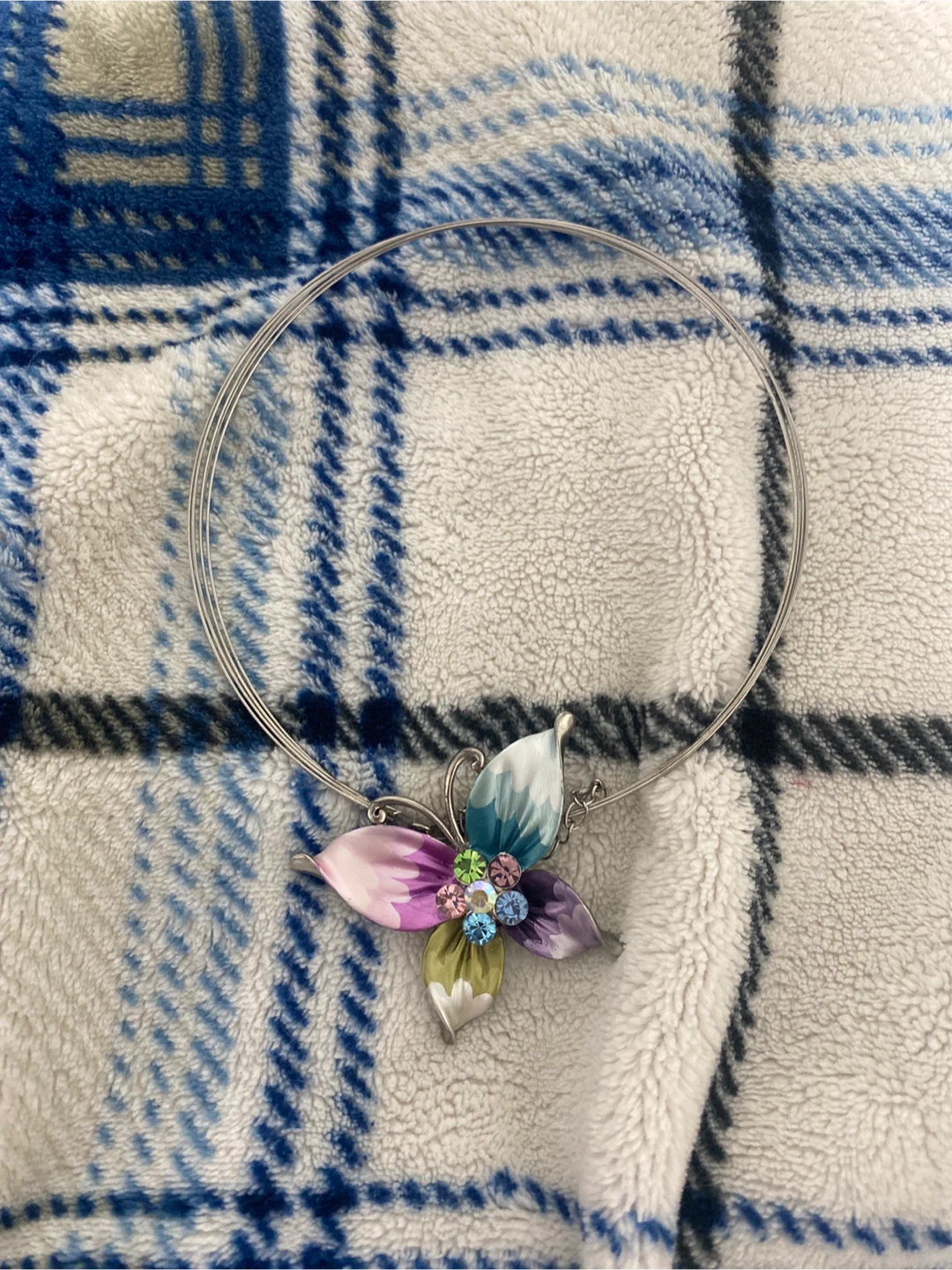 Collar Necklace with Butterfly Pendant