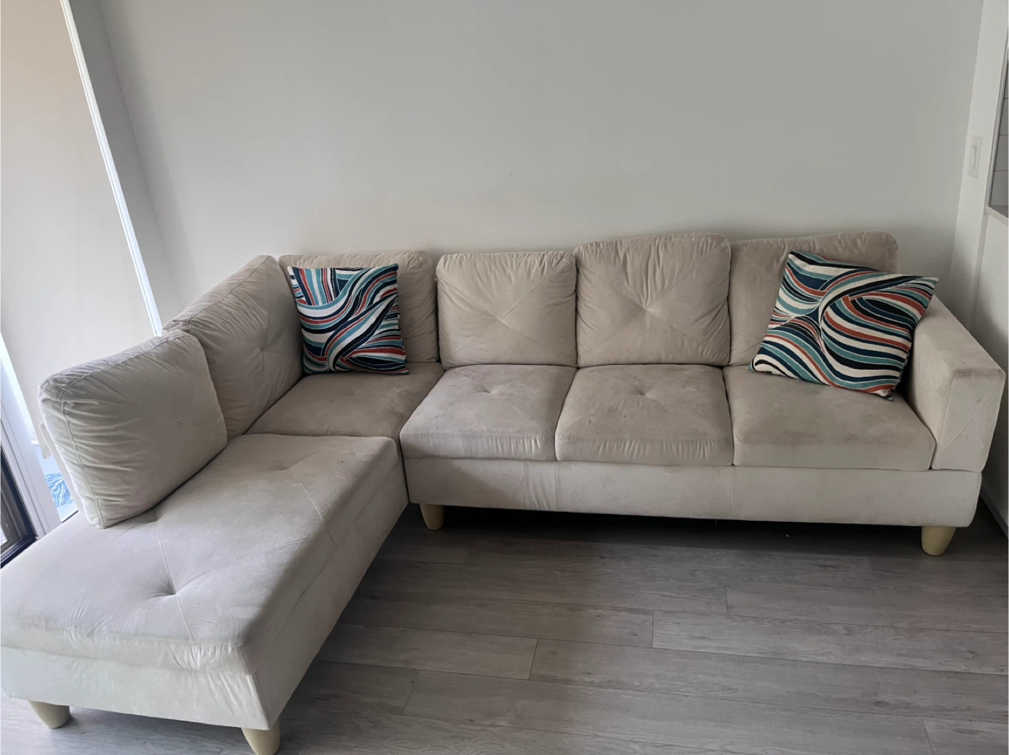 Beige Sectional Sofa with Chaise