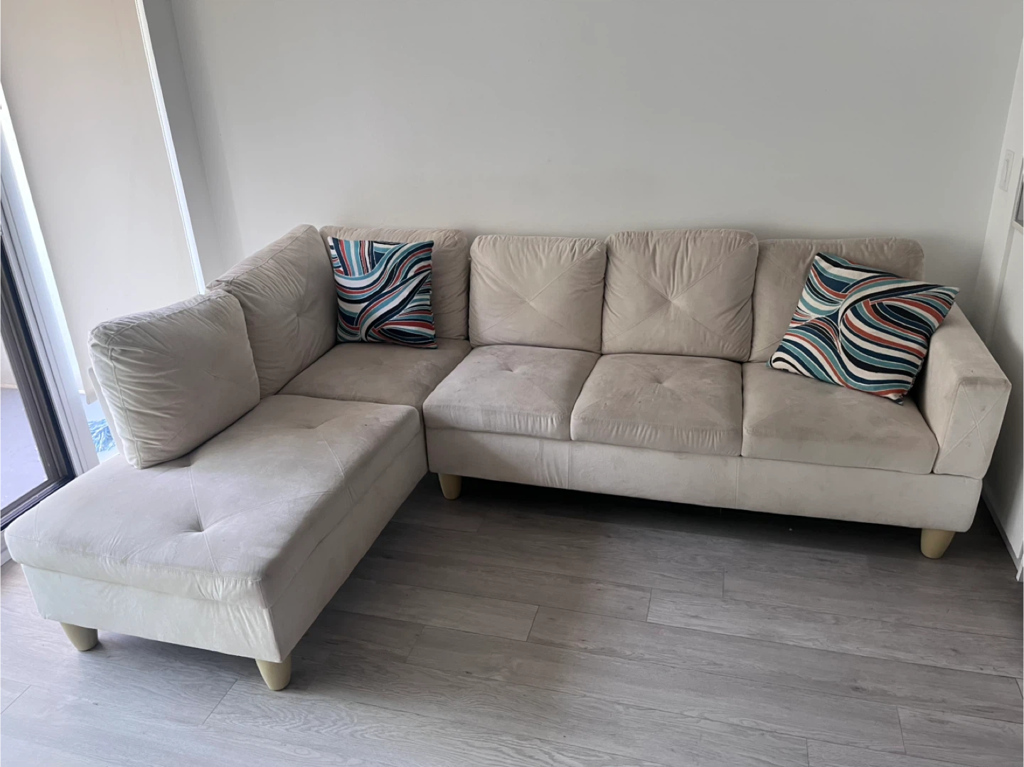 Beige Sectional Sofa with Chaise - photo 2