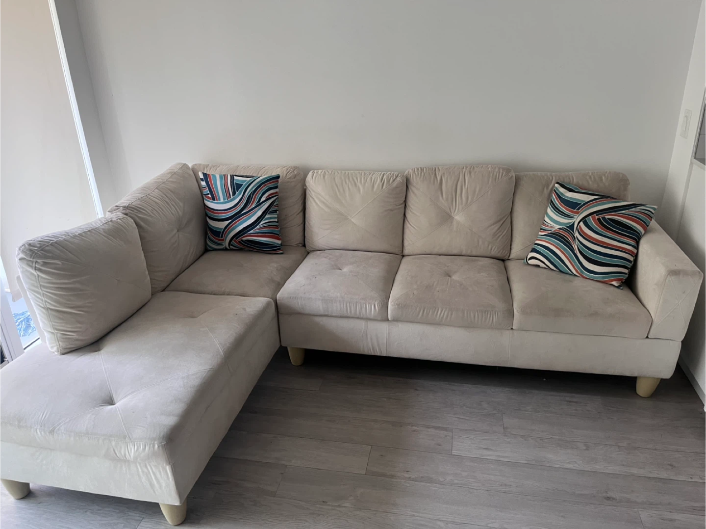 Beige Sectional Sofa with Chaise - photo 3
