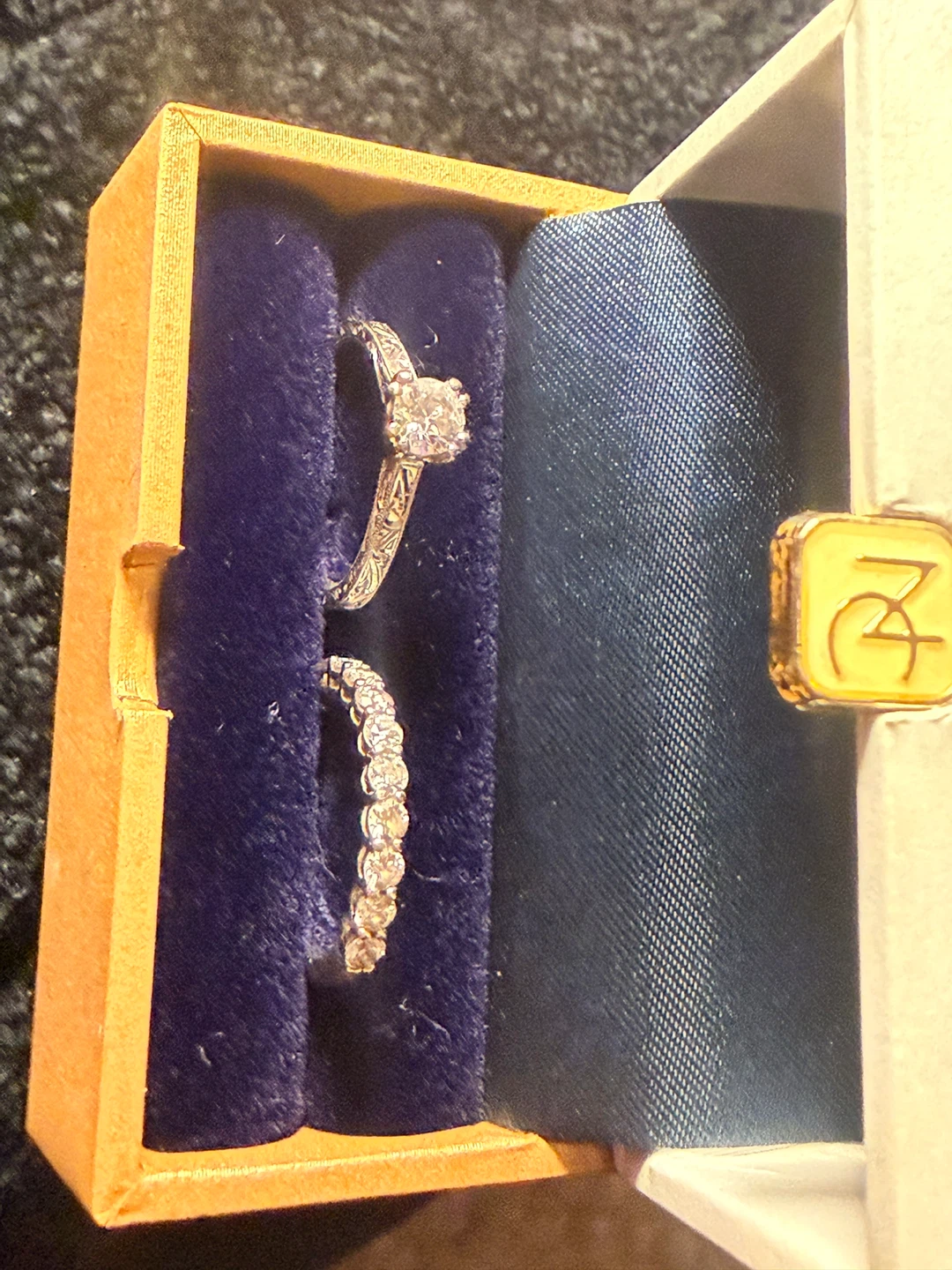 14k White Gold Diamond Ring Set - Noam Carver and Maple Leaf