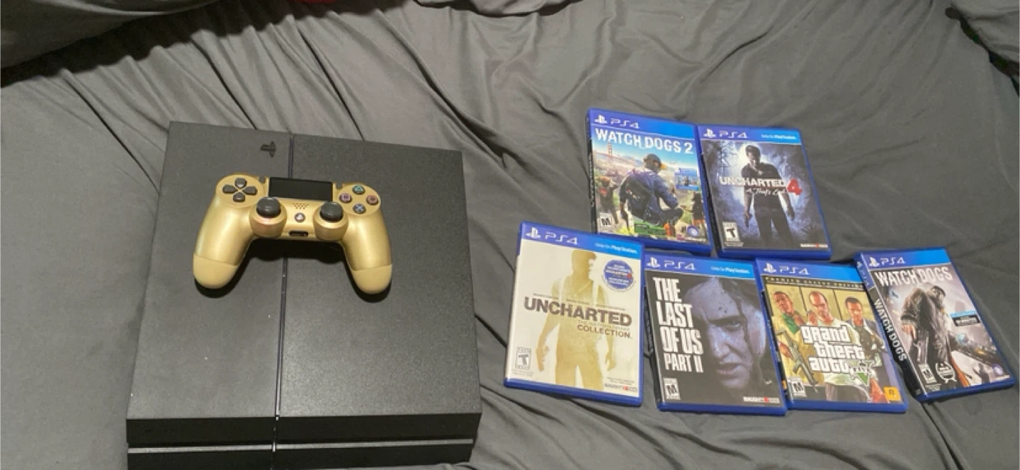 Sony PlayStation 4 Console with Gold Controller and Games