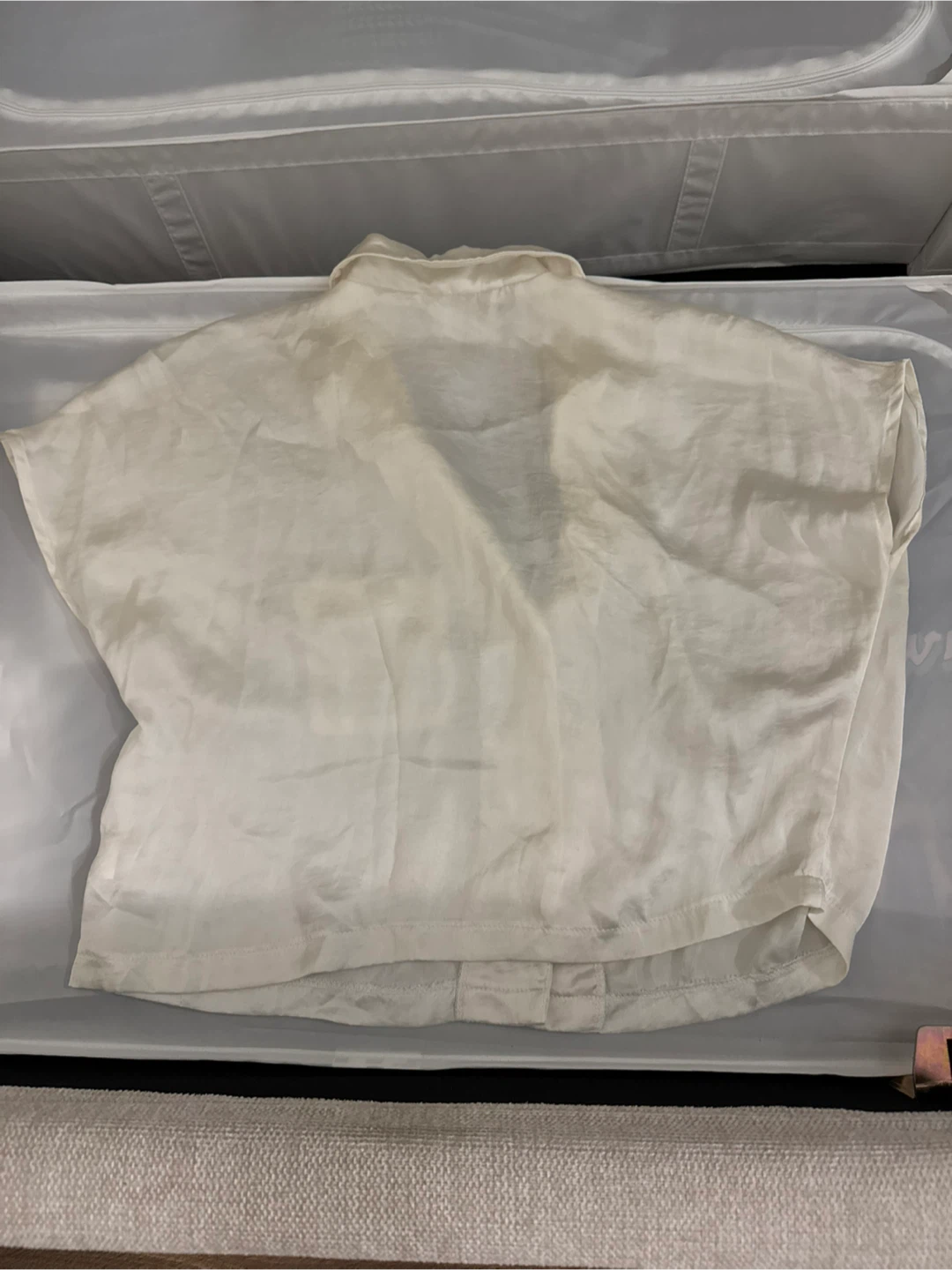 White Satin Button-Up Shirt - M - photo 2