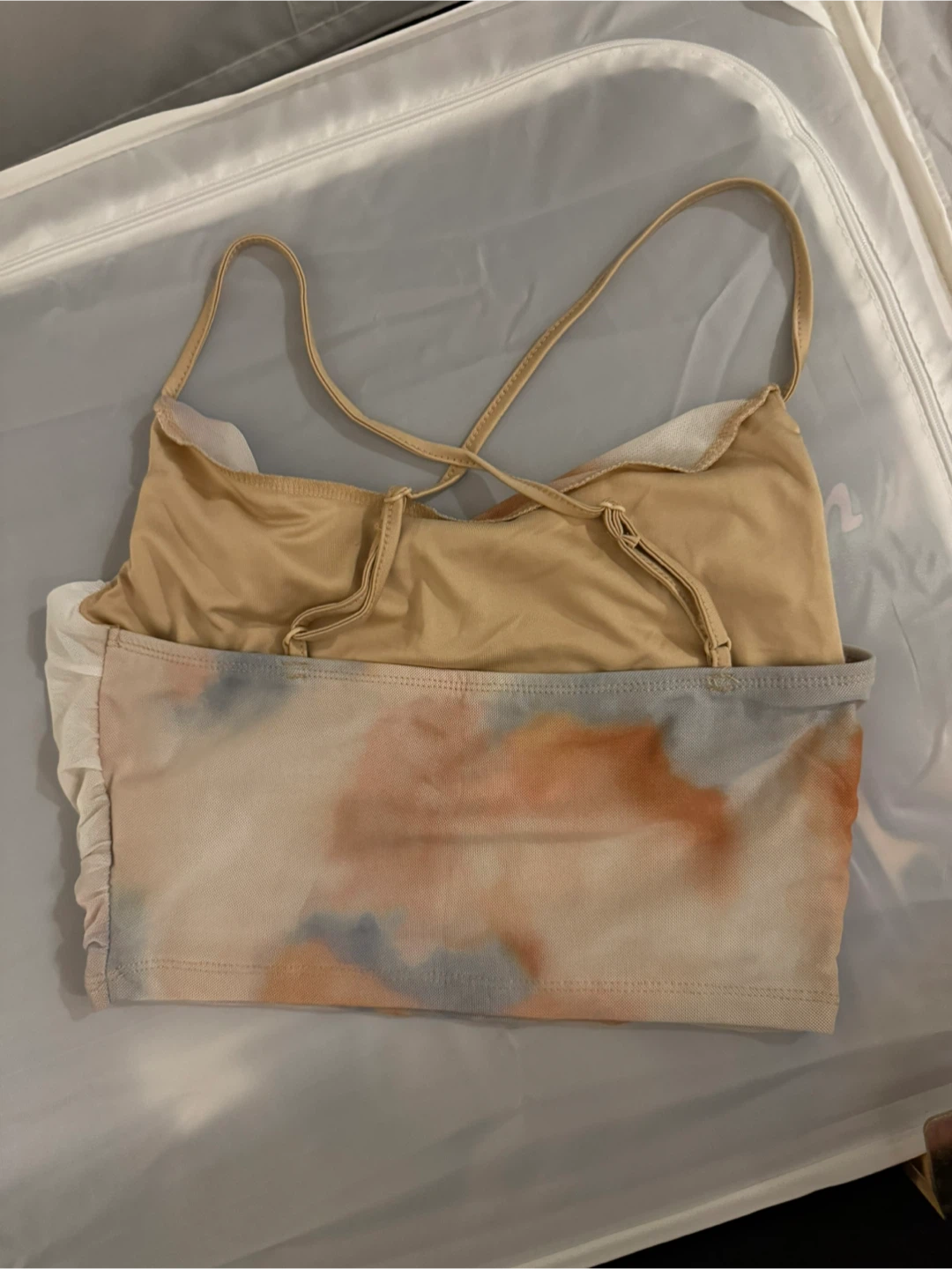 Mesh Ruched Tie-Dye Crop Top - M - photo 2