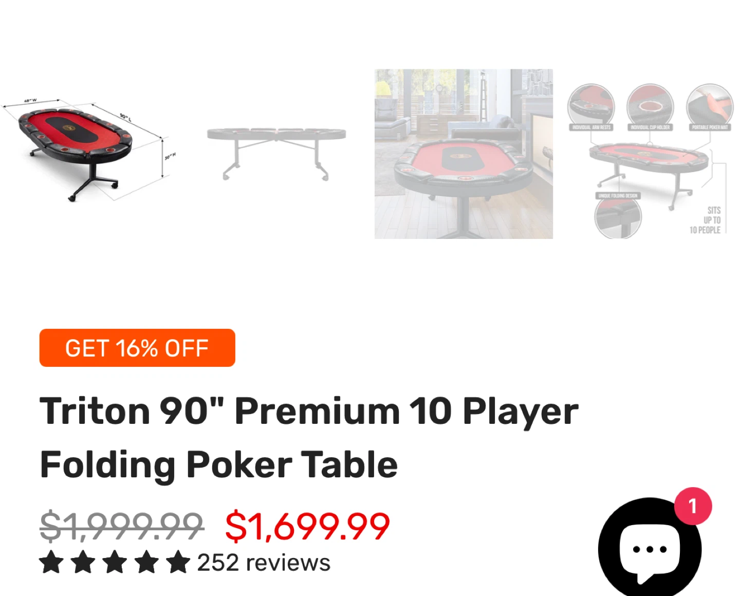 Triton 90” Premium Folding Poker Table - photo 4