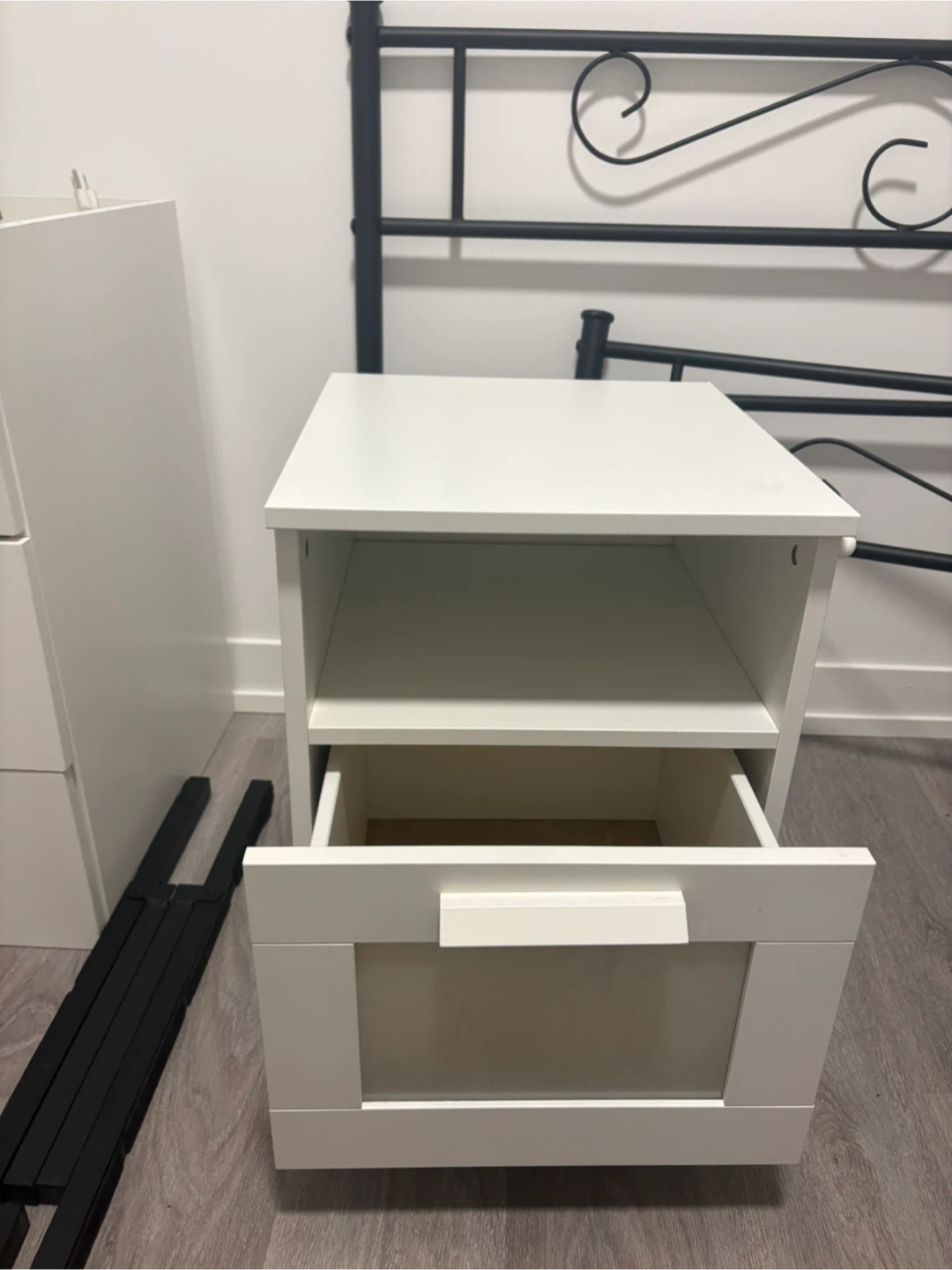 White Nightstand with Drawer - photo 3