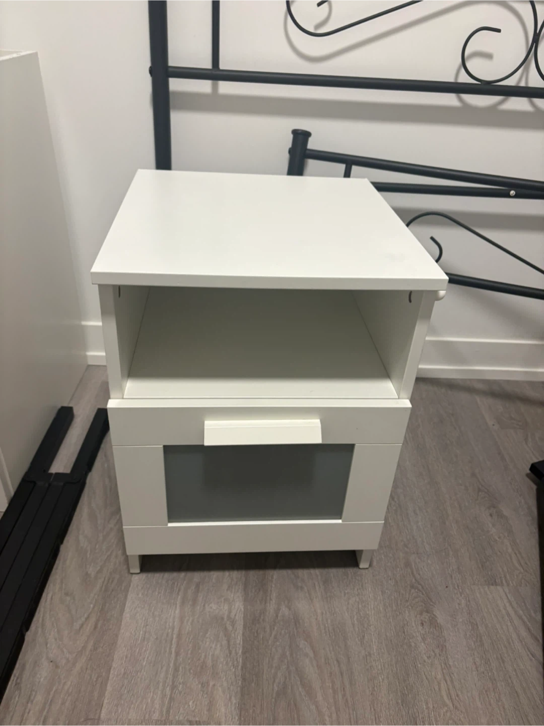 White Nightstand with Drawer - photo 2
