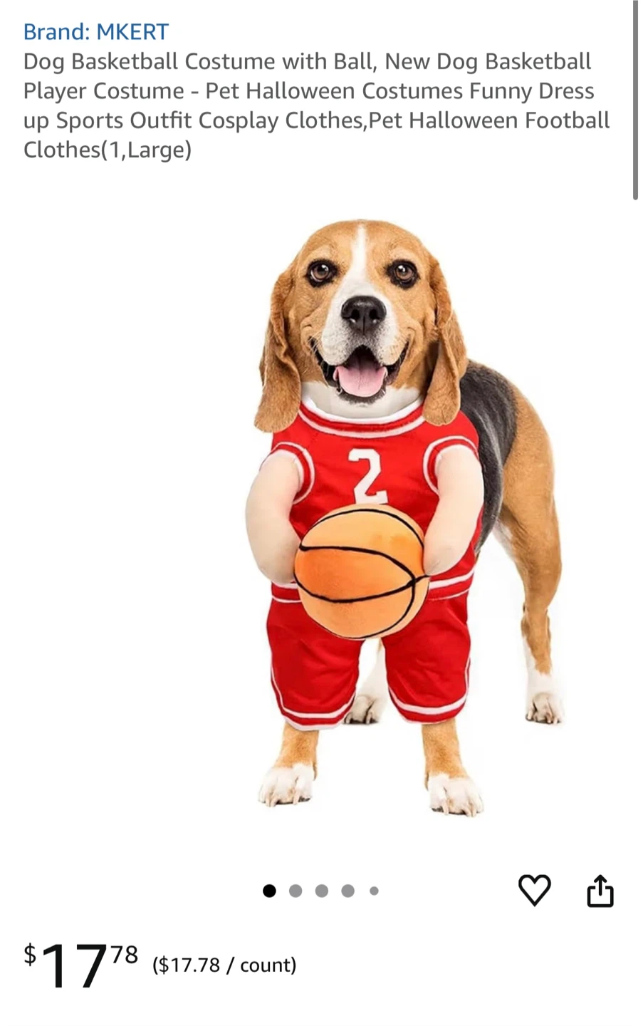 Dog Basketball Player Costume - medium
