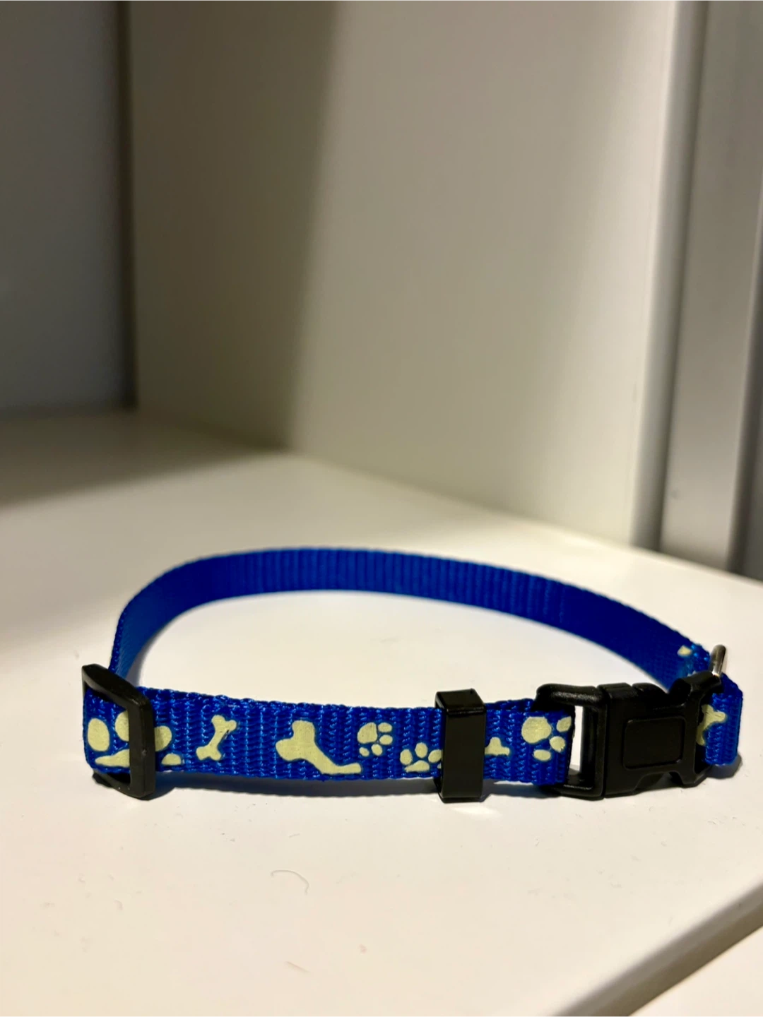 Blue Dog Collar with Paw Print Pattern - photo 2