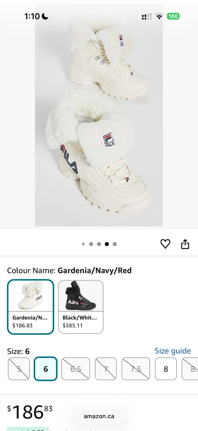 Fila Cream & Shearling Lace-Up Boots - Size 7.5 - photo 4