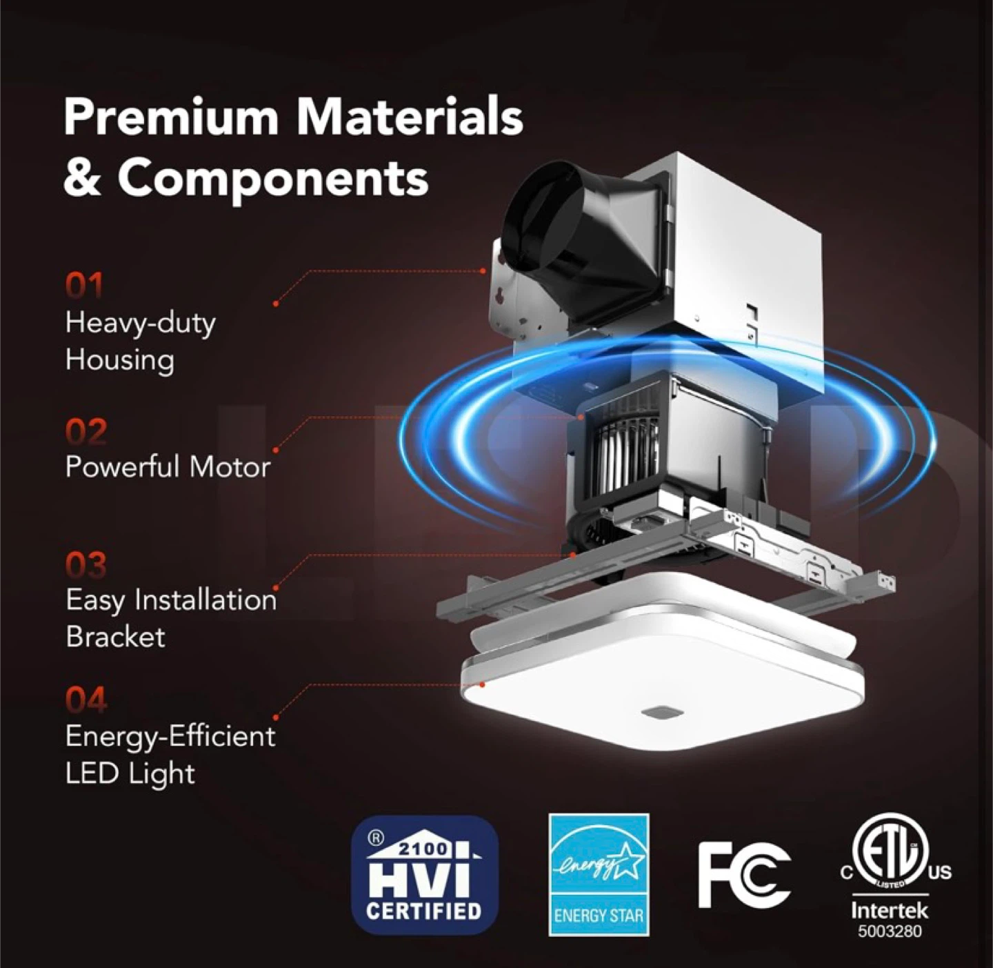 Bathroom Exhaust Fan with LED Light