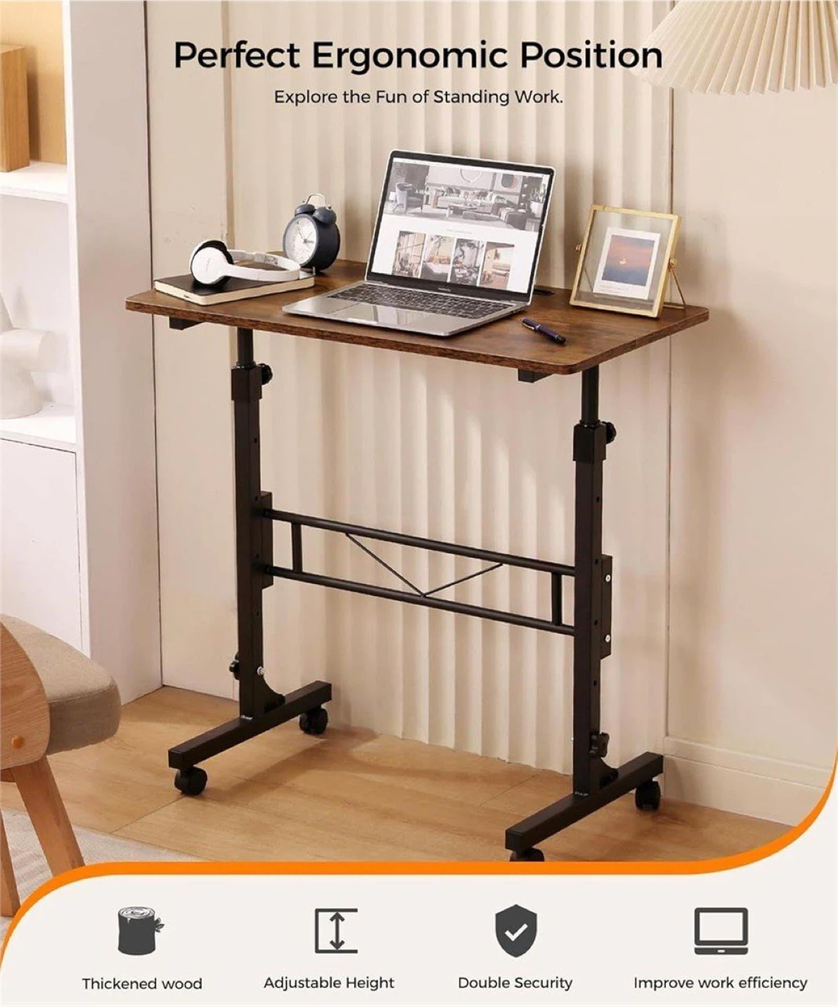 Adjustable Height Rolling Laptop Desk - photo 2