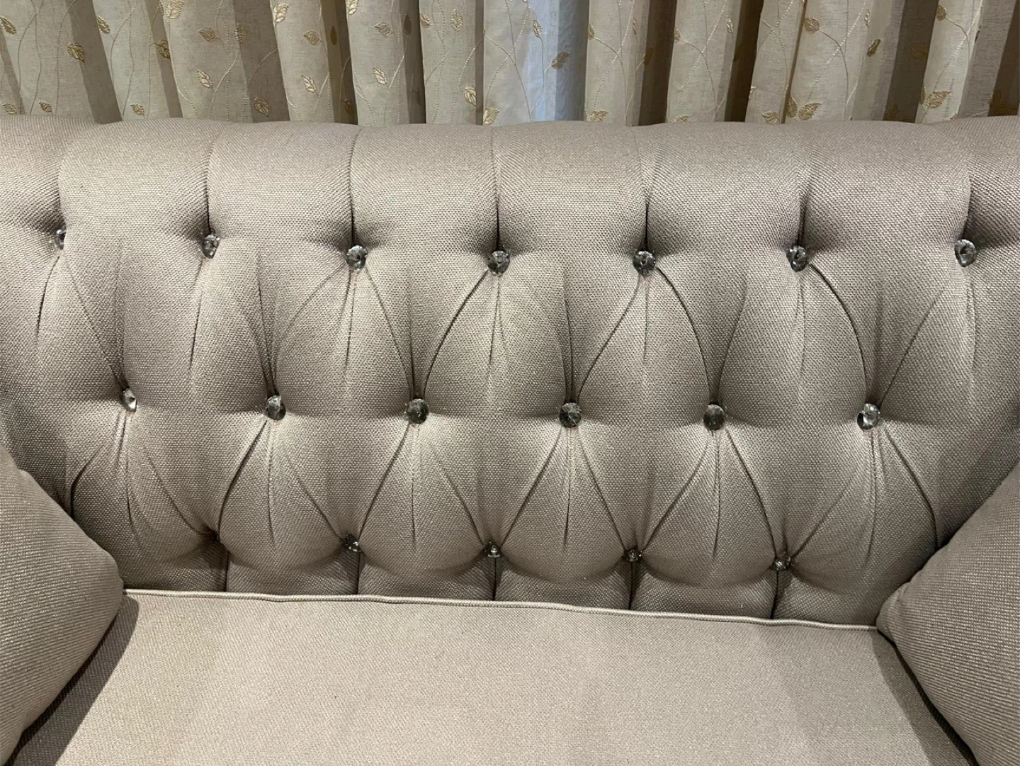 Tufted Loveseat Sofa with Crystal Accents - photo 5