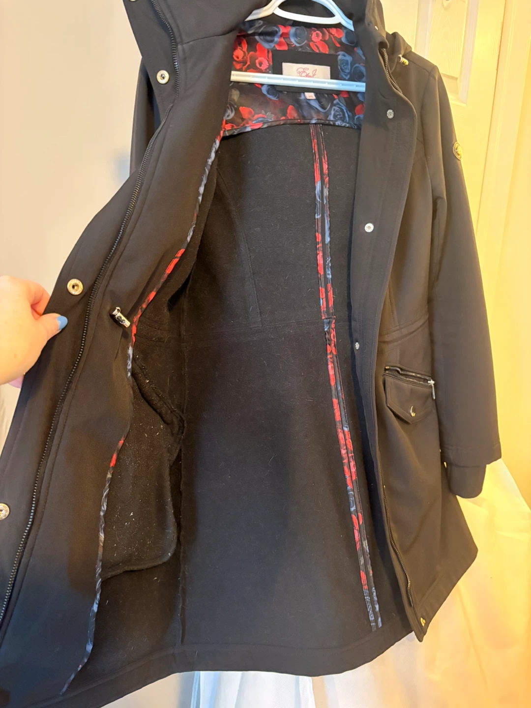 Eliza J Black Softshell Hooded Jacket XS - photo 3
