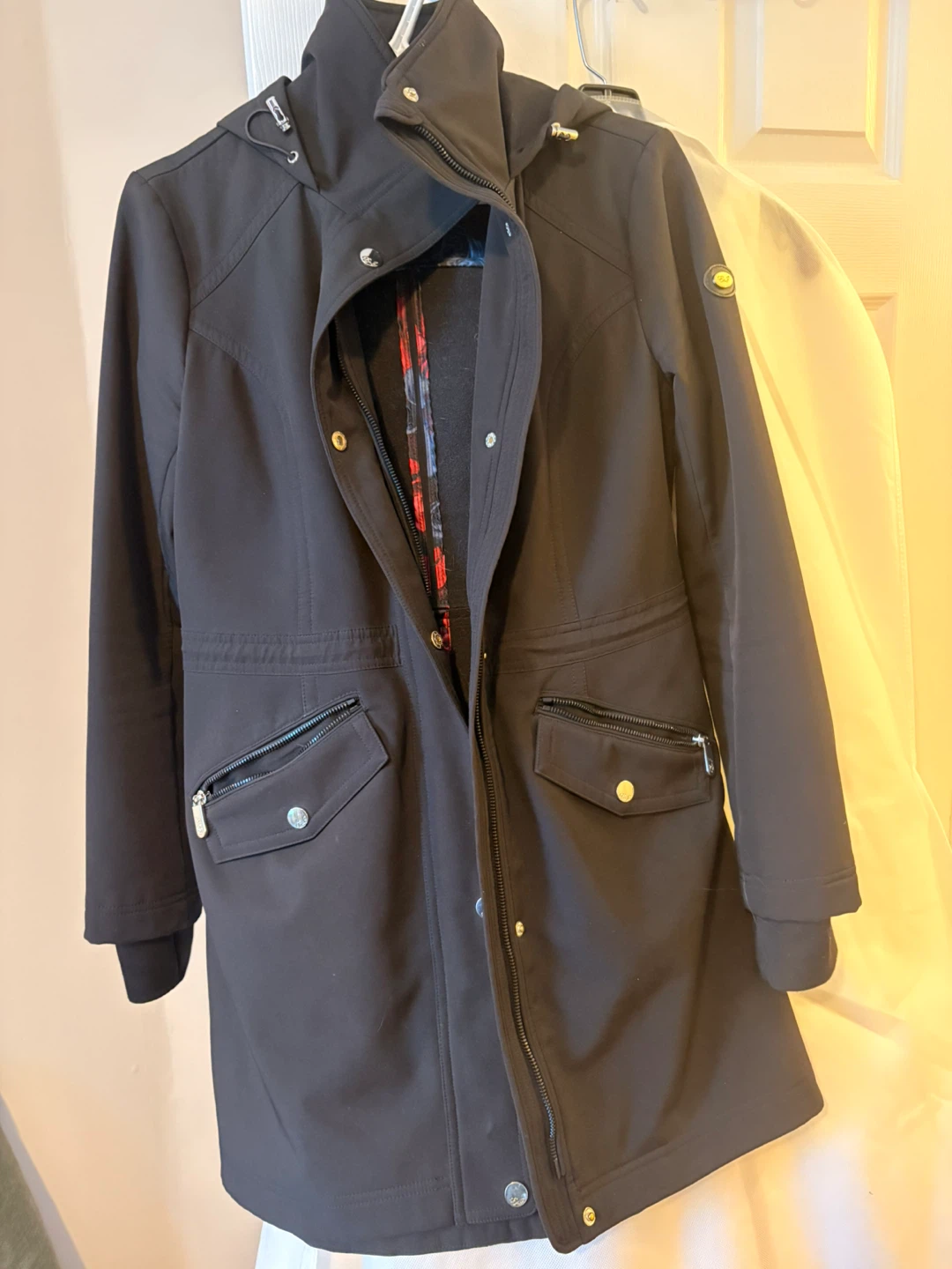 Eliza J Black Softshell Hooded Jacket XS