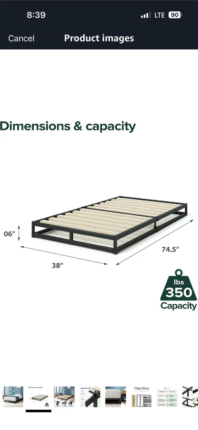 Zinus single Bed Frame with Wooden Slats( Must go today)