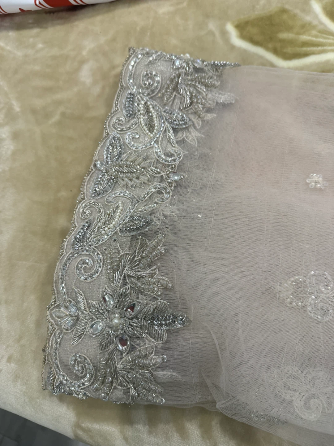 Embellished Formal Dress with Scarf