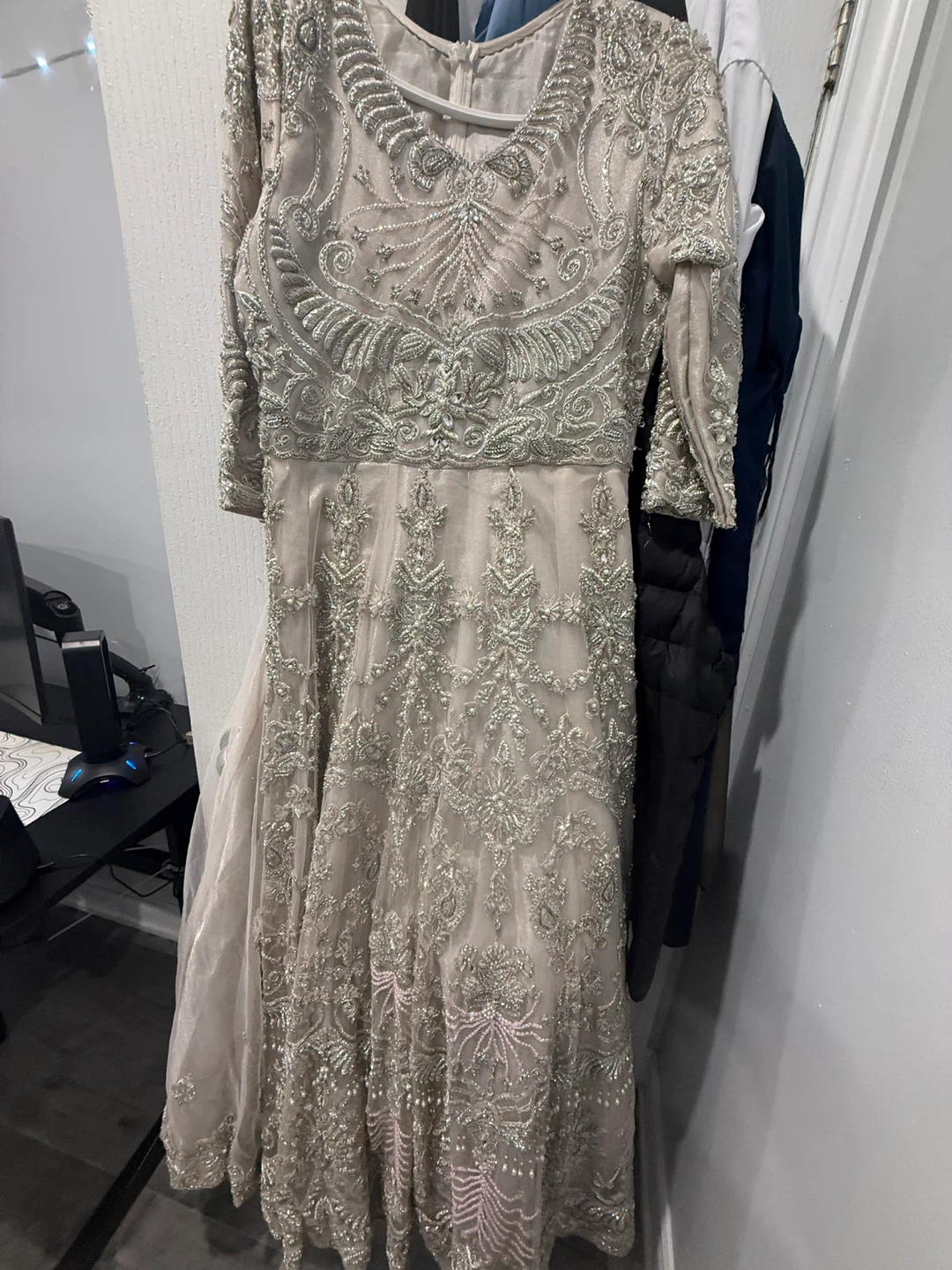 Embellished Formal Dress with Scarf - photo 4