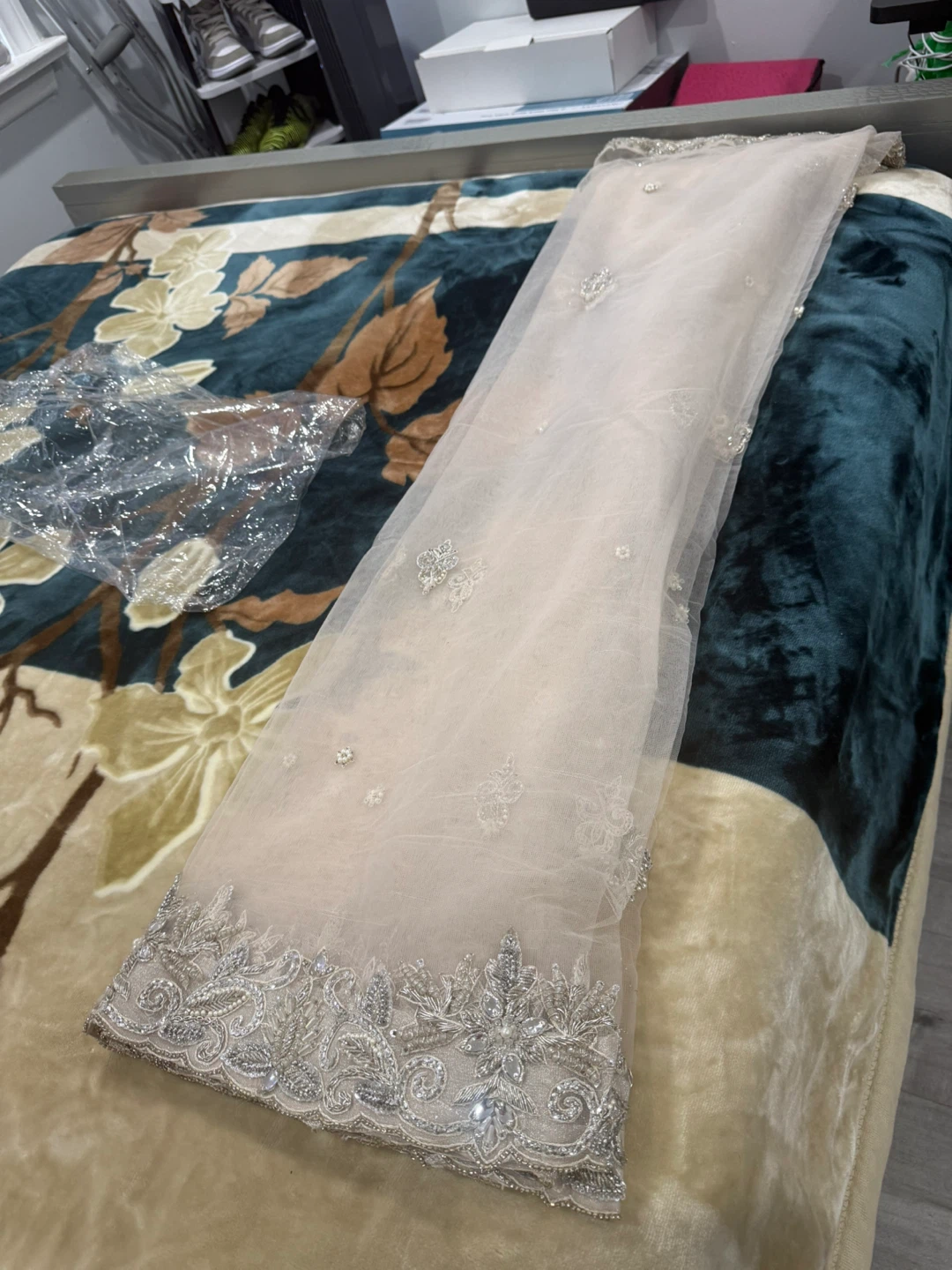 Embellished Formal Dress with Scarf - photo 2