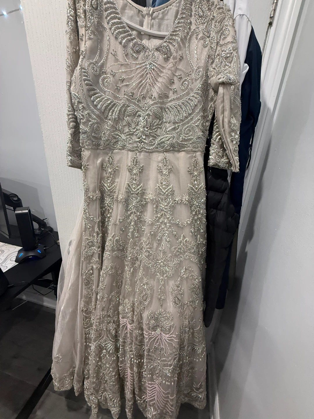 Embellished Formal Dress with Scarf - photo 5