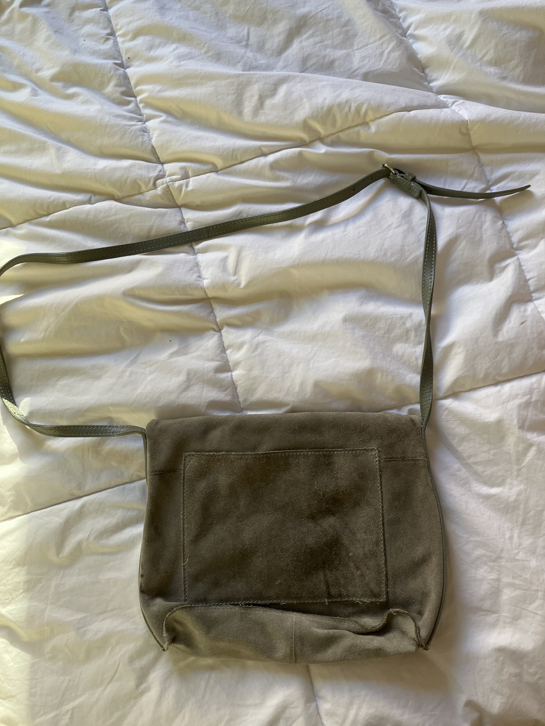 Sage Green Suede Crossbody Bag - photo 2